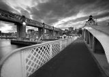 Newcastle Swing Bridge View Into Newcastle Black and White