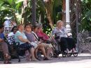 Spanish women watching the world go by! Main plazza, Fuegirola, Spain