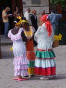 Cuban Ladies in Traditional Dress, Cathedral Square. Havana