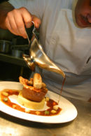 Chef pouring 