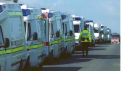 Emergency Vehicles line up as part of a major exercise