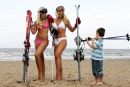 This two lovely ladies posing with skis to promote Ryanair new route to Grenoble