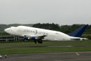 The Guppy Cargo aircraft leaves Glasgow Prestwick