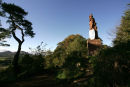 a giant statue of William Wallace looks over the borders landscape