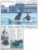Shadow the kayaking Newfoundland dog