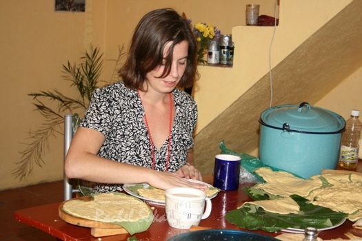 Juana Lopez Lopez portraits me learning tamales from her