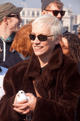 Annie Lennox holding a dove