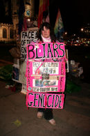 Barbara Tucker's placard, Bliars Genocide