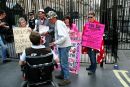 Brian Haw in front of Downing Street
