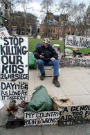 Brian Haw on the1766th day of his peace campaign