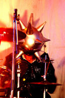 Chrome Hoof, drummer with health & safety helmet !