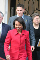 Condoleezza Rice leaves secret meeting