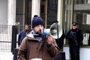 Dan Viesnik introduces the speakers at the London Guantánamo Campaign demonstration