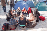 Discussion groups at anti-capitalist protest