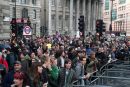 Demonstrators outside the Bank of England 