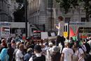 Protest screened from British & Israeli Prime Ministers view