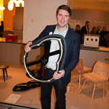 Duncan Fitzsimmons holding the first foldable wheel