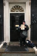 Maria Gallastegui takes a petition to Gordon Brown