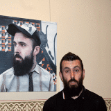 Scroobius Pip & his portrait by Joe Simpson